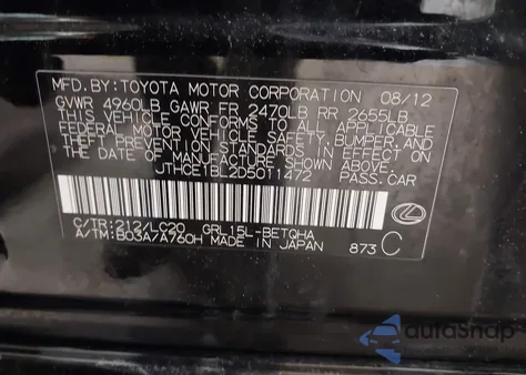 2013 Lexus Gs 350 z USA, uszkodzony, nr VIN JTHCE1BL2D5011472